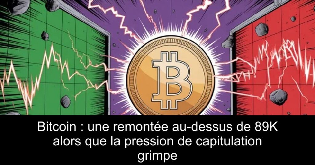 Bitcoin : une remontée au-dessus de 89K alors que la pression de capitulation grimpe