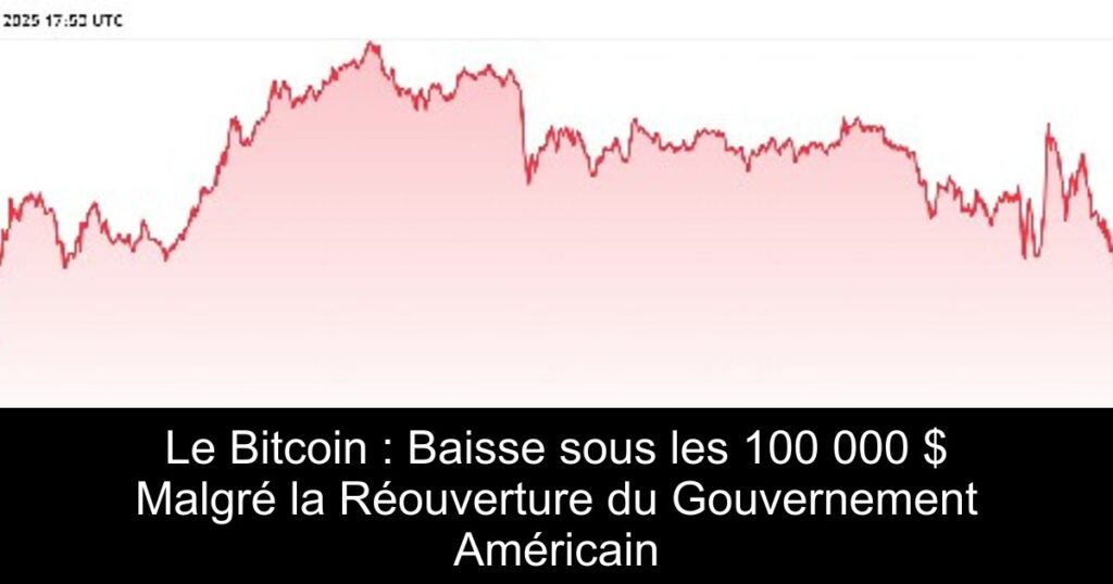 Le Bitcoin : Baisse sous les 100 000 $ Malgré la Réouverture du Gouvernement Américain