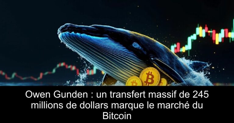 Owen Gunden : un transfert massif de 245 millions de dollars marque le marché du Bitcoin