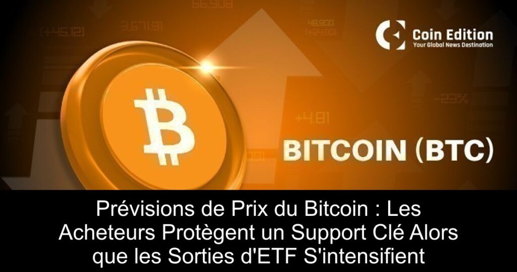 Prévisions de Prix du Bitcoin : Les Acheteurs Protègent un Support Clé Alors que les Sorties d’ETF S’intensifient