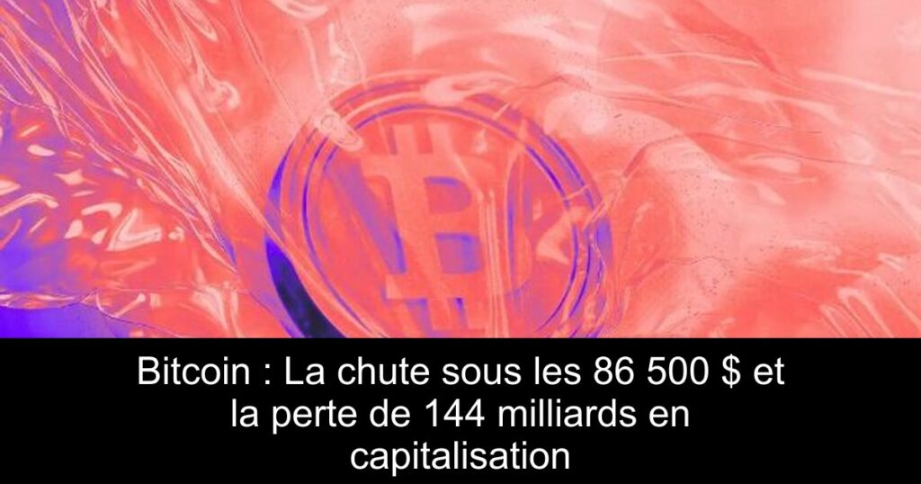 Bitcoin : La chute sous les 86 500 $ et la perte de 144 milliards en capitalisation