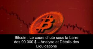 Bitcoin : Le cours chute sous la barre des 90 000 $ – Analyse et Détails des Liquidations