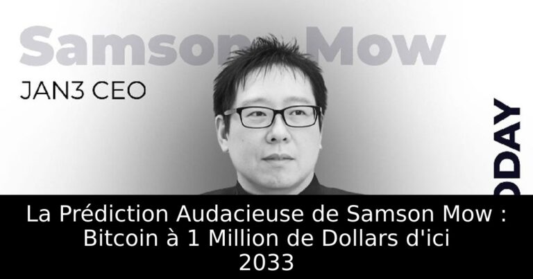 La Prédiction Audacieuse de Samson Mow : Bitcoin à 1 Million de Dollars d'ici 2033