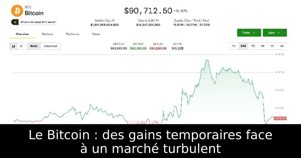 Le Bitcoin : des gains temporaires face à un marché turbulent