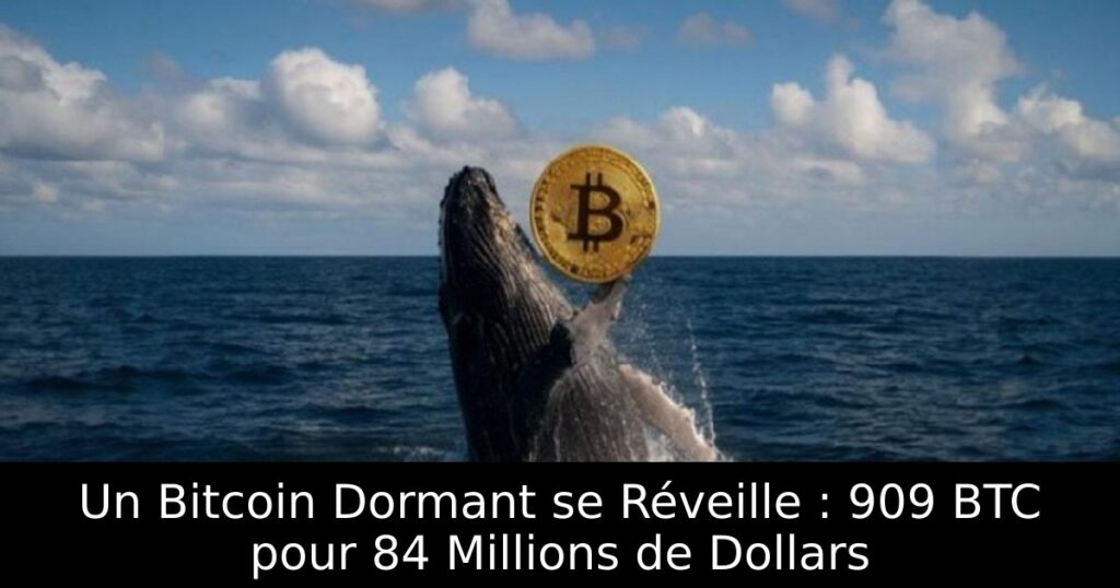 Un Bitcoin Dormant se Réveille : 909 BTC pour 84 Millions de Dollars
