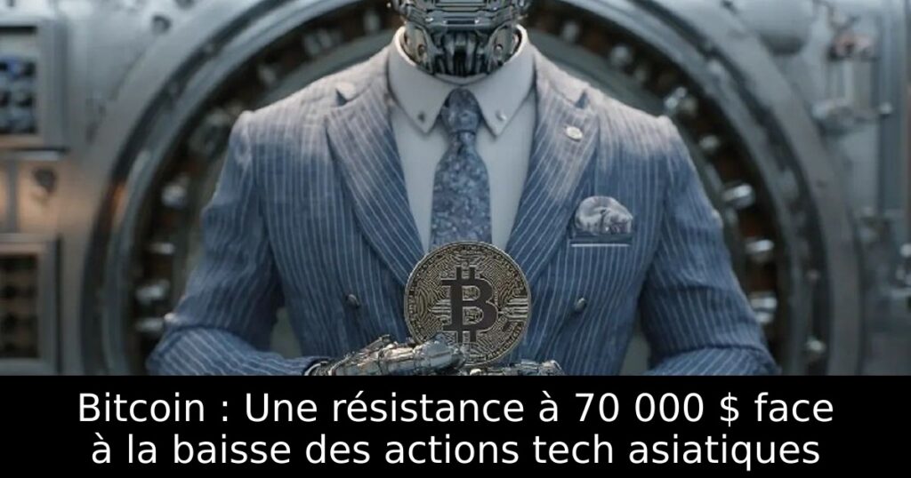 Bitcoin : Une résistance à 70 000 $ face à la baisse des actions tech asiatiques