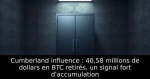 Cumberland influence : 40,58 millions de dollars en BTC retirés, un signal fort d&rsquo;accumulation