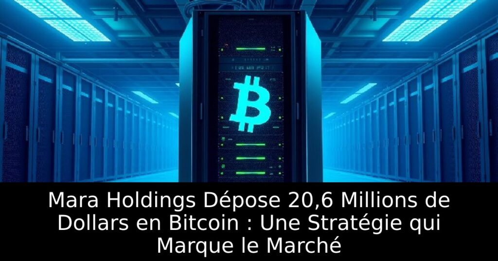 Mara Holdings Dépose 20,6 Millions de Dollars en Bitcoin : Une Stratégie qui Marque le Marché