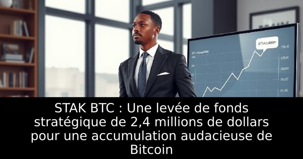 STAK BTC : Une levée de fonds stratégique de 2,4 millions de dollars pour une accumulation audacieuse de Bitcoin
