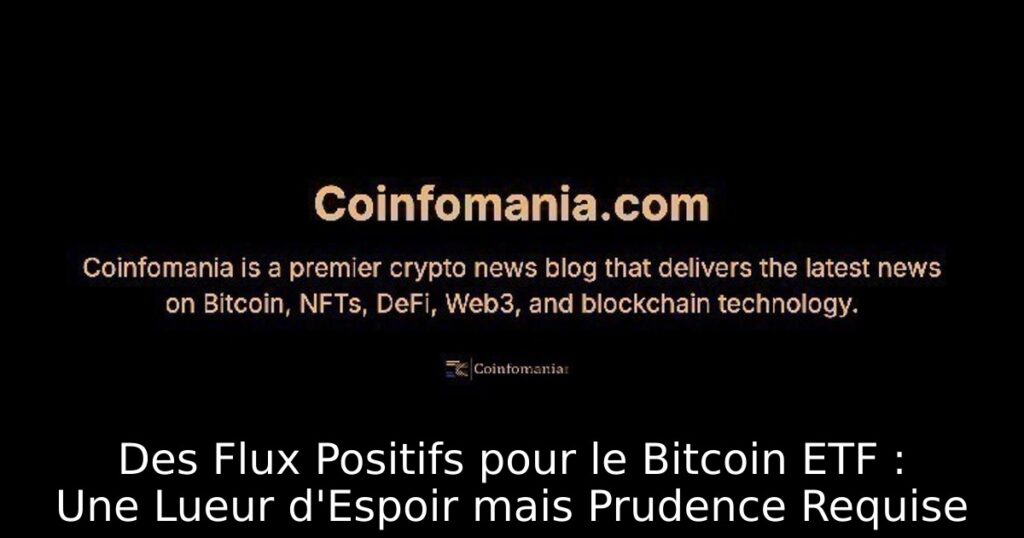 Des Flux Positifs pour le Bitcoin ETF : Une Lueur d&rsquo;Espoir mais Prudence Requise