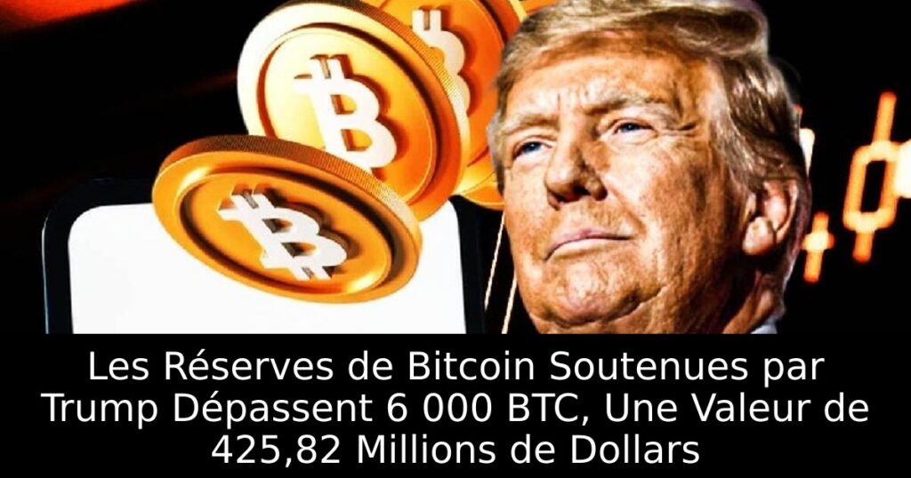 Les Réserves de Bitcoin Soutenues par Trump Dépassent 6 000 BTC, Une Valeur de 425,82 Millions de Dollars