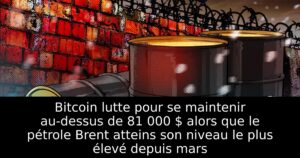 Bitcoin lutte pour se maintenir au-dessus de 81 000 $ alors que le pétrole Brent atteins son niveau le plus élevé depuis mars