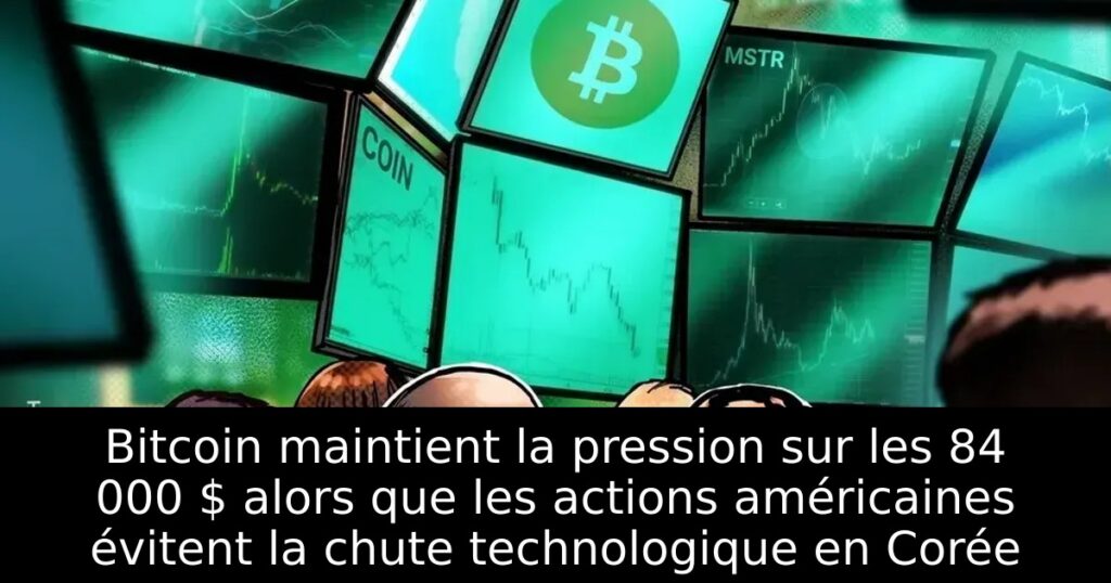 Bitcoin maintient la pression sur les 84 000 $ alors que les actions américaines évitent la chute technologique en Corée