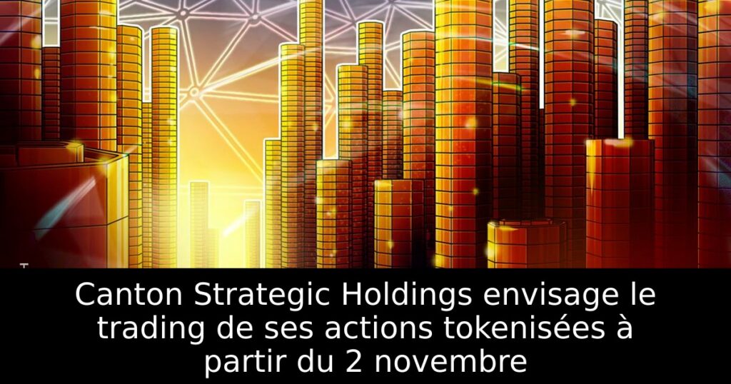 Canton Strategic Holdings envisage le trading de ses actions tokenisées à partir du 2 novembre