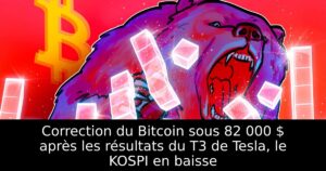 Correction du Bitcoin sous 82 000 $ après les résultats du T3 de Tesla, le KOSPI en baisse
