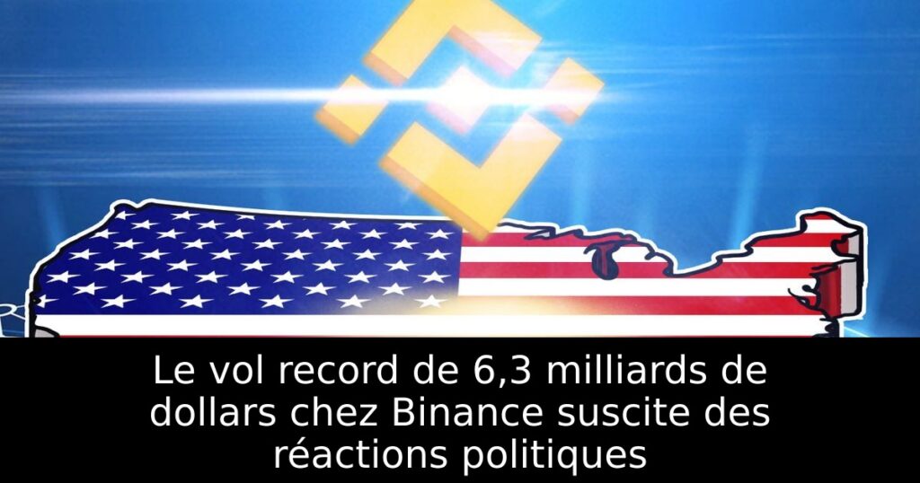 Le vol record de 6,3 milliards de dollars chez Binance suscite des réactions politiques