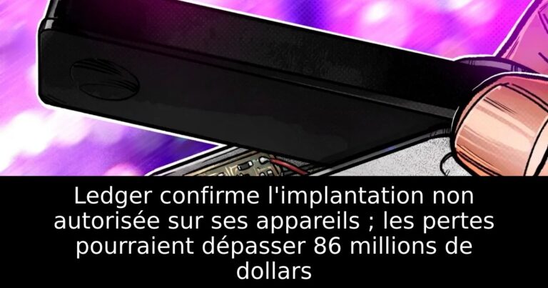 Ledger confirme l'implantation non autorisée sur ses appareils ; les pertes pourraient dépasser 86 millions de dollars