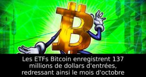 Les ETFs Bitcoin enregistrent 137 millions de dollars d&rsquo;entrées, redressant ainsi le mois d&rsquo;octobre