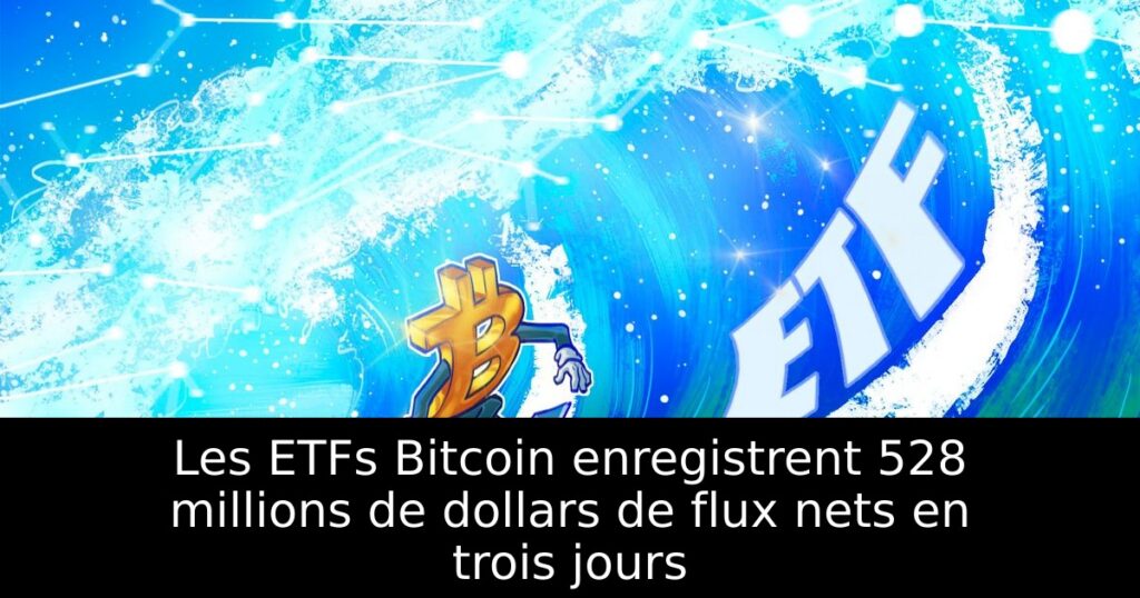 Les ETFs Bitcoin enregistrent 528 millions de dollars de flux nets en trois jours