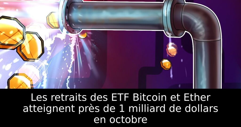Les retraits des ETF Bitcoin et Ether atteignent près de 1 milliard de dollars en octobre