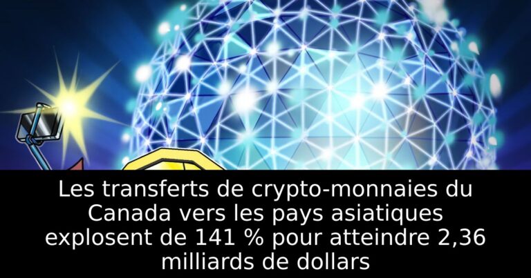 Les transferts de crypto-monnaies du Canada vers les pays asiatiques explosent de 141 % pour atteindre 2,36 milliards de dollars