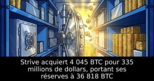 Strive acquiert 4 045 BTC pour 335 millions de dollars, portant ses réserves à 36 818 BTC